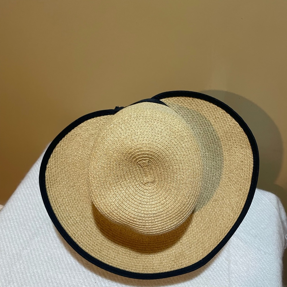 Stylish Straw Sun Hat with Black Trim